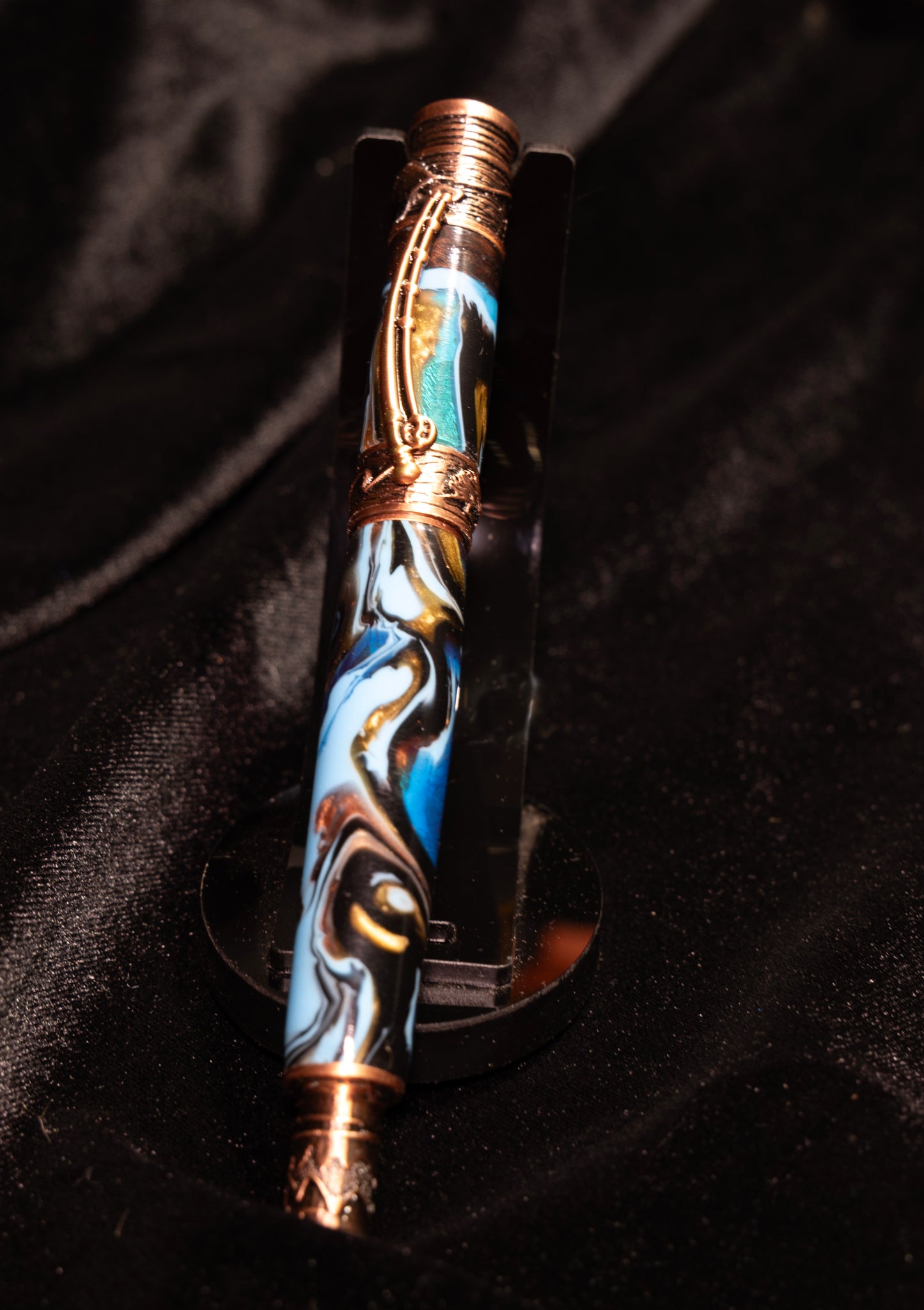 Flyfishing rollerball pen with ocean blue body