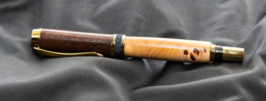 Elm burl and Claro Walnut rollerball pen