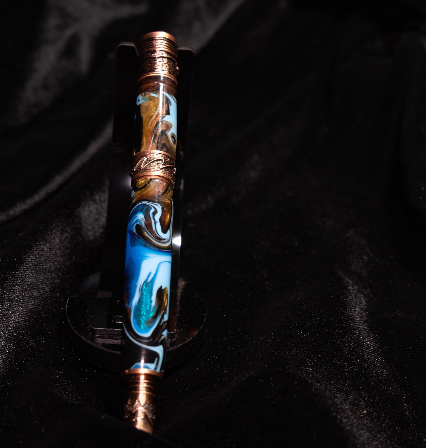 Flyfishing rollerball pen with ocean blue body