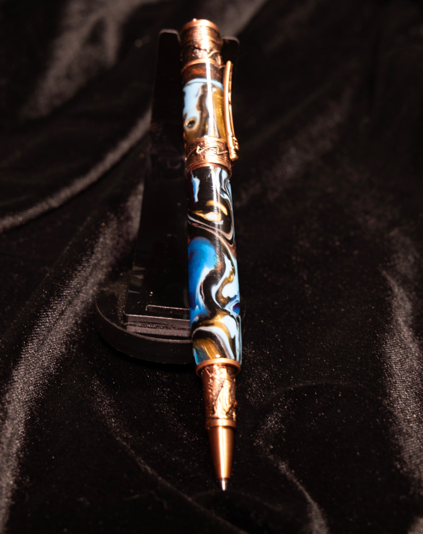 Flyfishing rollerball pen with ocean blue body